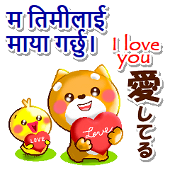 [LINEスタンプ] ネパール語,英語,日本語.コタとピヨ