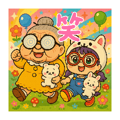 [LINEスタンプ] チビ婆ちゃまと赤ブチメガネちゃんです。