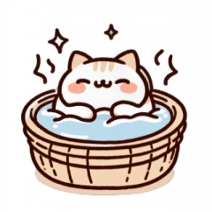 [LINEスタンプ] お風呂猫 ちょっとリラックス,