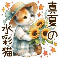 [LINEスタンプ] 思いやりの真夏の水彩猫❁⃘*