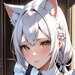 [LINEスタンプ] 猫耳の白髪 ＆ 悲しげな微笑み0