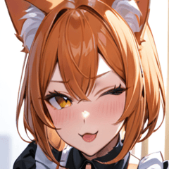 [LINEスタンプ] 猫耳のオレンジ髪 ＆ ウィンク0