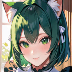 [LINEスタンプ] 猫耳の緑髪 ＆ 穏やかな笑顔0