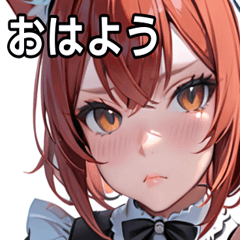 [LINEスタンプ] 猫耳の赤髪 ＆ 可愛い拗ね顔