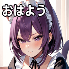 [LINEスタンプ] 猫耳の紫髪 ＆ 見下すようなドヤ顔