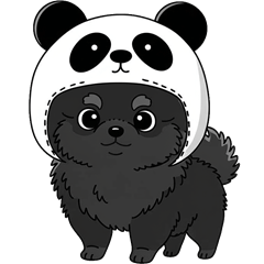 [LINEスタンプ] パンダ帽の黒いポメラニアンのスタンプ