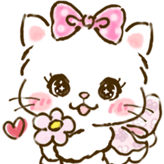[LINEスタンプ] ネコリボン 7（日常挨拶・思いやり）