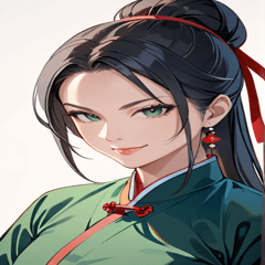 [LINEスタンプ] 決め顔のカンフー黒髪美女0