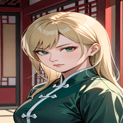 [LINEスタンプ] ジト目のカンフー金髪美女0