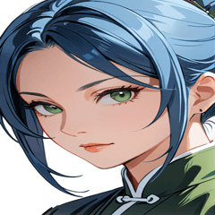 [LINEスタンプ] ジト目のカンフー青髪美女0