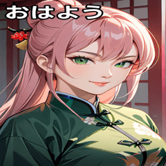 [LINEスタンプ] ピンク髪笑顔カンフー美女