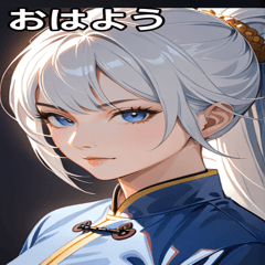 [LINEスタンプ] 真剣銀髪カンフー女