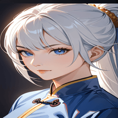 [LINEスタンプ] 真剣銀髪カンフー女0
