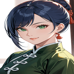 [LINEスタンプ] 笑顔な青髪カンフー女0