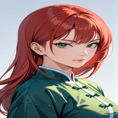 [LINEスタンプ] 真剣な赤髪カンフー女0