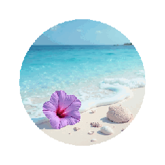 [LINEスタンプ] 夏の海と花と月と.シンプル.healing stamp