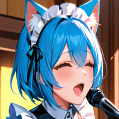 [LINEスタンプ] 猫耳の青髪 ＆ 歌う表情0