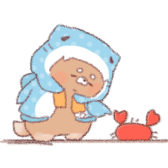 [LINEスタンプ] 【夏】サメ！パーカー動物3
