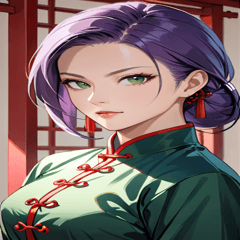 [LINEスタンプ] 真剣な紫髪カンフー女0