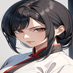 [LINEスタンプ] 真剣な黒髪カンフー女性0