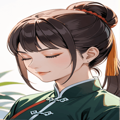 [LINEスタンプ] 目をつぶった茶髪カンフー女性0
