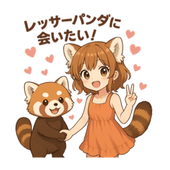 [LINEスタンプ] レッサーパンダ化の女の子達