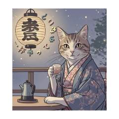 [LINEスタンプ] 大正レトロ・着物猫