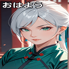 [LINEスタンプ] 真剣な白髪カンフー女