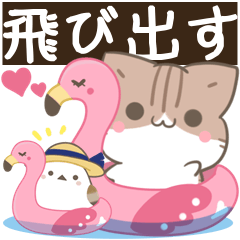 [LINEスタンプ] 飛び出す！ねことシマエナガ 夏スタンプ2