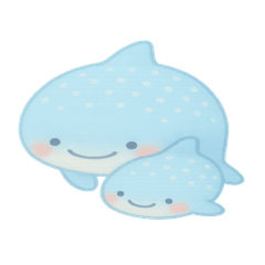 [LINEスタンプ] ゆるふわジンベイ親子のあいさつ