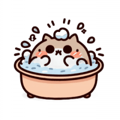 [LINEスタンプ] お風呂猫 とても緊張してる,