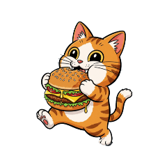 [LINEスタンプ] 【ハンバーガーを食べる猫】