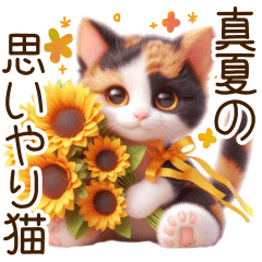 [LINEスタンプ] 真夏の思いやり猫❁⃘*