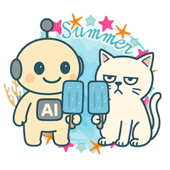 [LINEスタンプ] AIロボChapiと猫たちの夏スタンプ