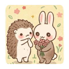 [LINEスタンプ] うさぎ×ハリネズミのカップル