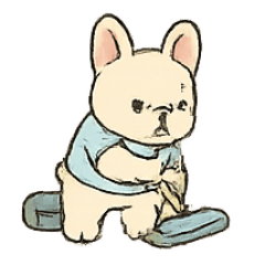 [LINEスタンプ] 家事をがんばるフレンチブルの日常