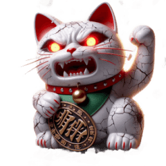 [LINEスタンプ] 呪いの招き猫は厄呼び中