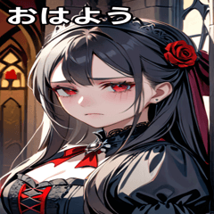 [LINEスタンプ] 深い悲しみをたたえた黒髪の女吸血鬼