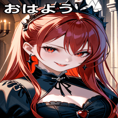 [LINEスタンプ] 残酷な微笑みの黒赤髪の女吸血鬼