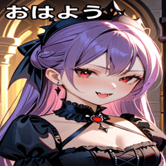 [LINEスタンプ] 嘲笑する紫髪の女吸血鬼