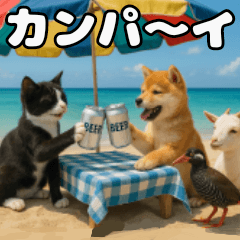 [LINEスタンプ] 仲良し3匹 猛暑の夏編