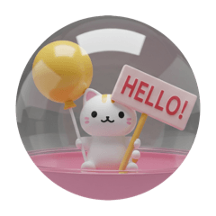 [LINEスタンプ] 風船ネコカプセルトイ(丸型)