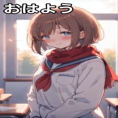 [LINEスタンプ] 教室での内気な笑顔