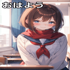 [LINEスタンプ] 教室での女の子