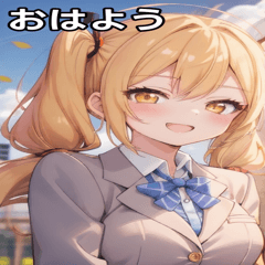 [LINEスタンプ] 制服姿の金髪ツインテール