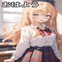 [LINEスタンプ] 金髪制服困惑女子