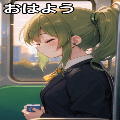 [LINEスタンプ] 電車で眠そうな女子