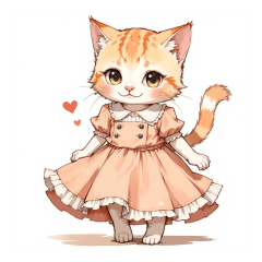 [LINEスタンプ] ワンピースを着た猫