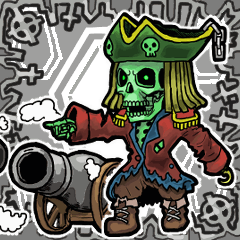 [LINEスタンプ] アンデッド動く⚰️ガイコツ海賊船長