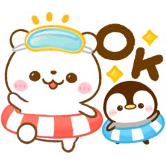 [LINEスタンプ] しろくまさんとぺんぺん♡夏に涼しいペアー